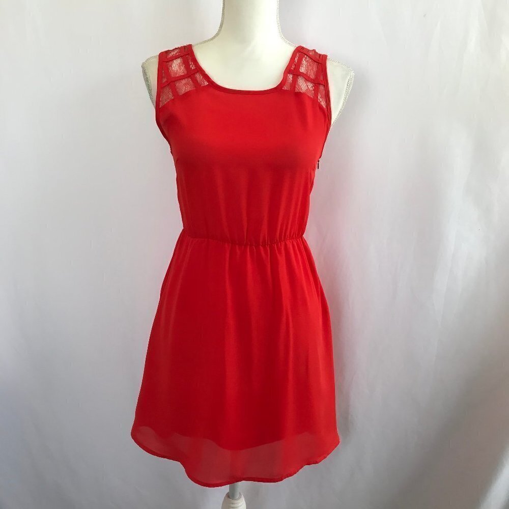 Event Bright Red/Lace Back Dress